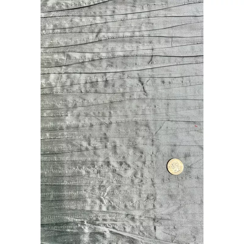 Silver Embroidered Dupioni Silk