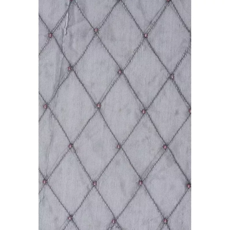 Silver Grey Embroidered Organza Silk 144 Fabric
