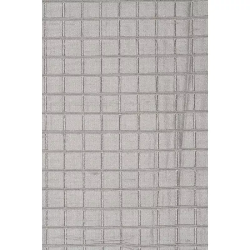 Silver Grey Silk Shantung Windowpane 54″ Fabric