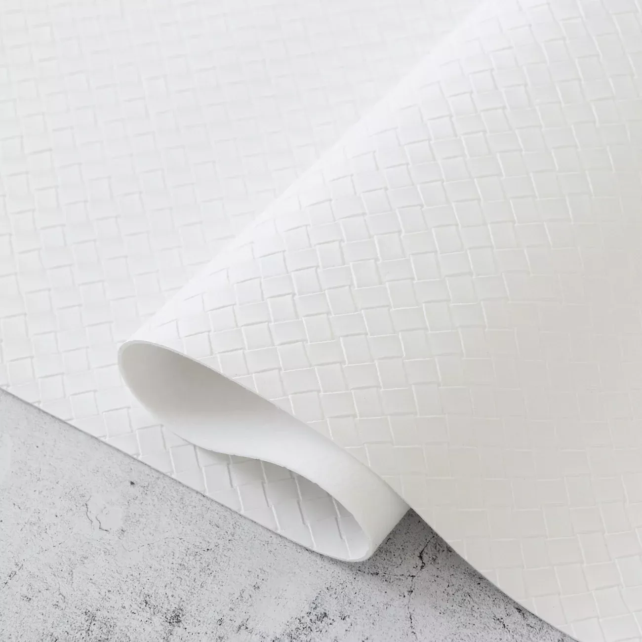 Simply White Basket Weave Faux Leather 1 /2yd
