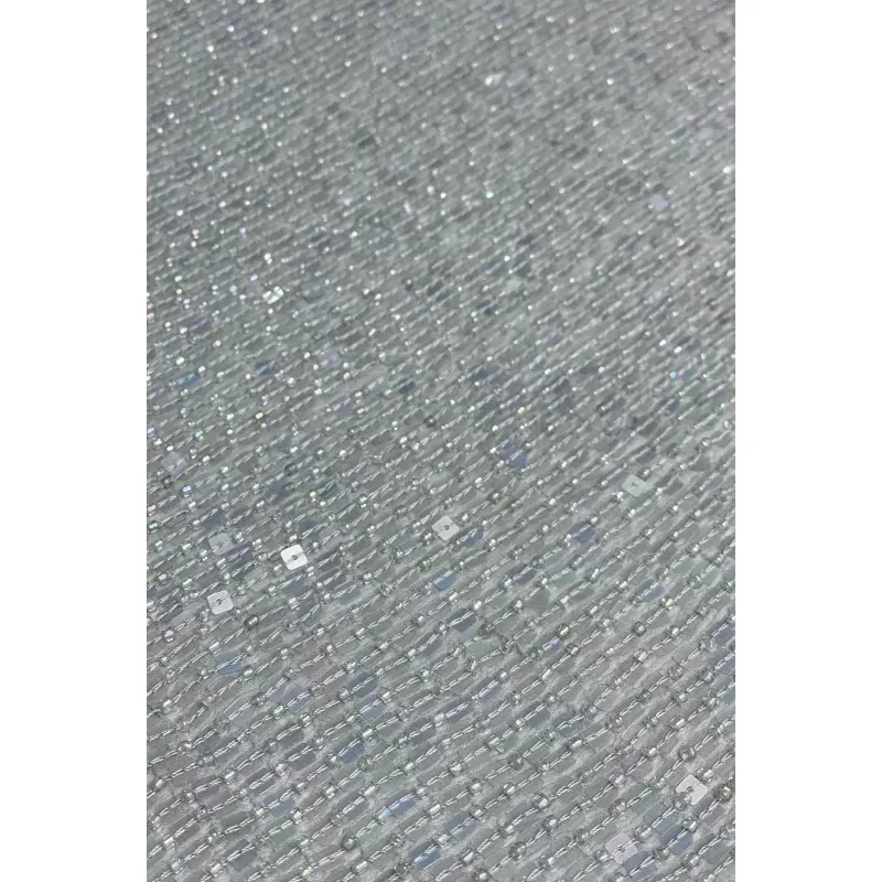 Skyblue Sequin & Beads on Silk Chiffon JEC-184-8