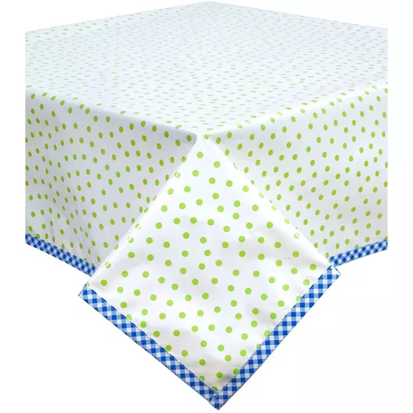 Slightly Imperfect 48x48 Dot Lime Green Oilcloth Tablecloth