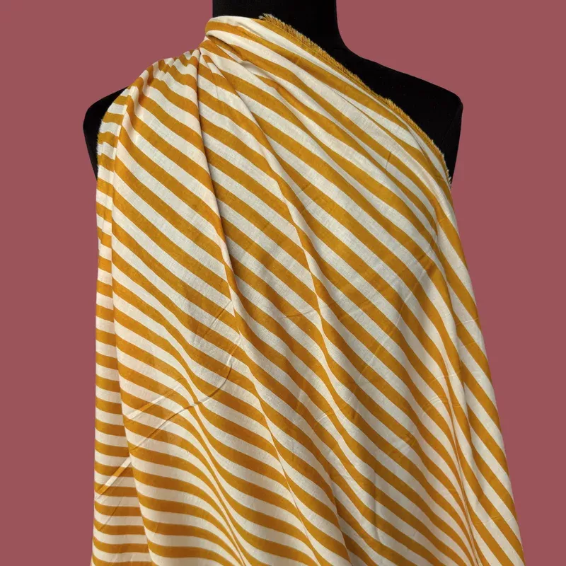 Small Stripe in Caramel – Screen Print Cotton