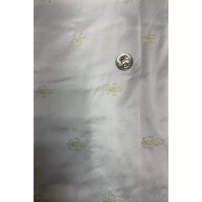 Small White Paisley on White Embroidered Silk