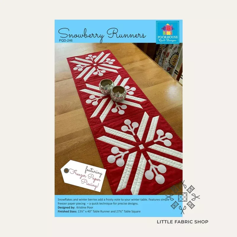 Snowberry Runners | Table Runner Pattern | Poorhouse Quilt Designs