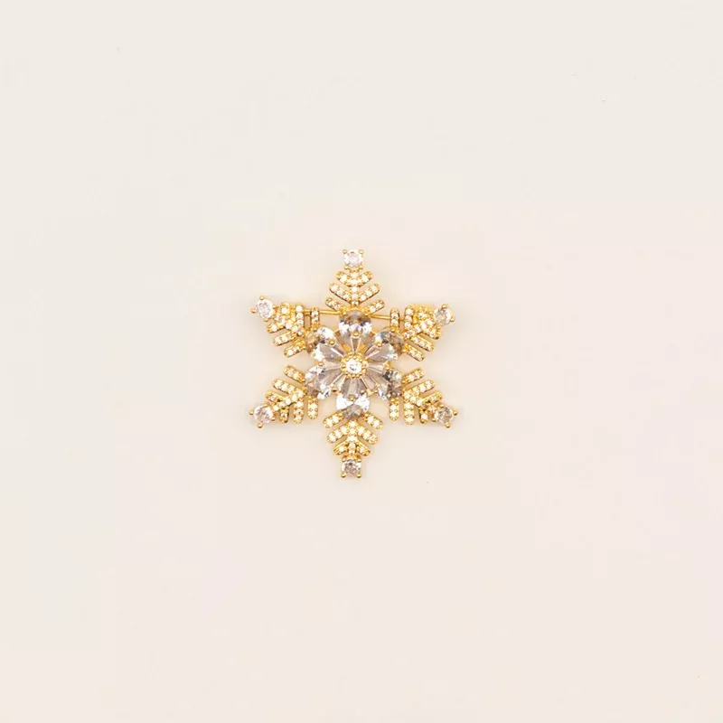 Snowflake Crystal Floral Brooch