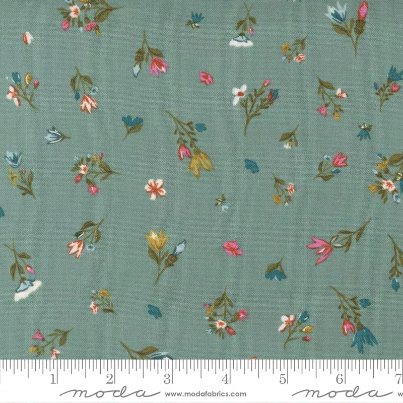 Songbook A New Page Dusty Jade Blessings Flow Yardage by Fancy That Design House for Moda Fabrics