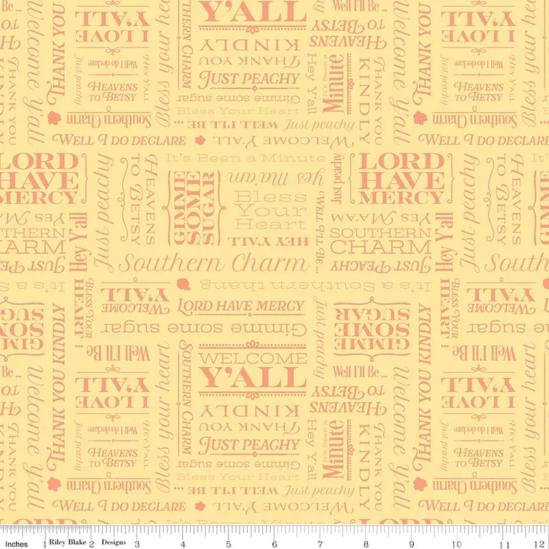 Southern Charm Yellow Text Yardage by RBD Designers for Riley Blake Designs