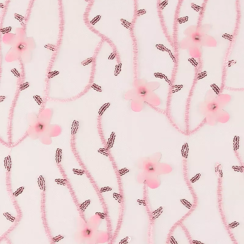 Spangle 3D Floral mesh – PRINCESS CHARLOTTE – 001 – Pink
