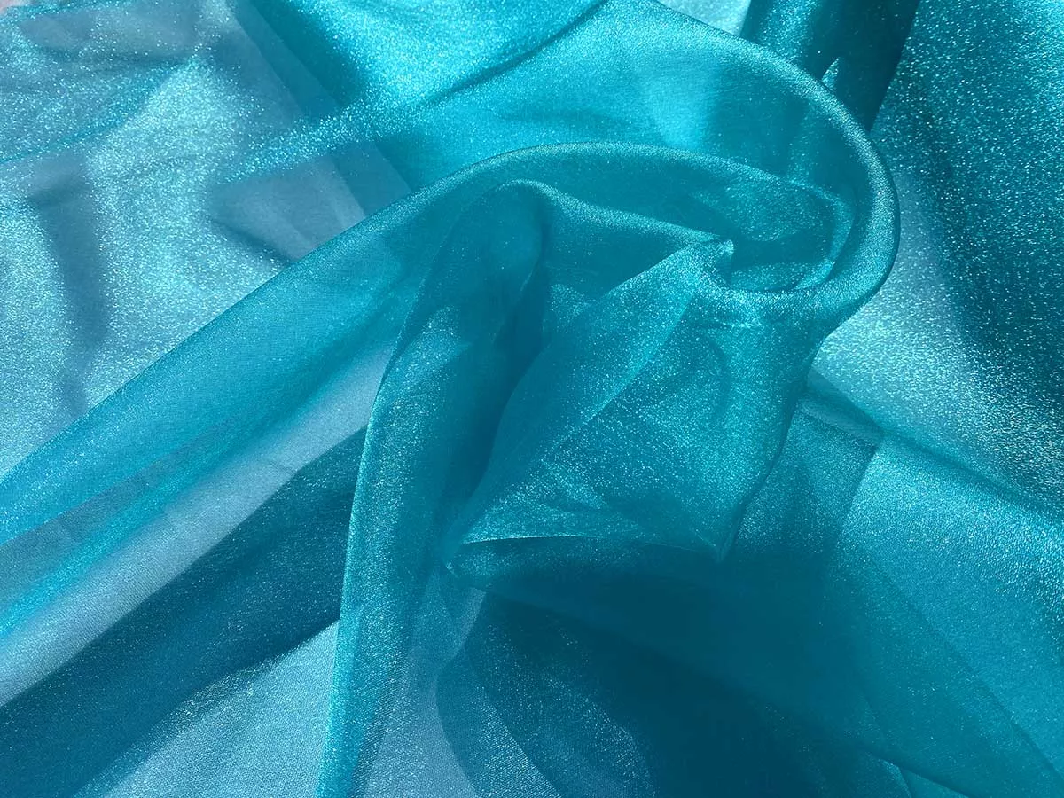 Sparkle Organza Fabric - Teal