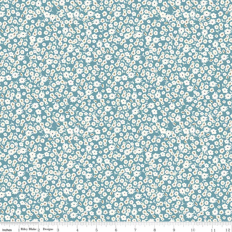 Spring Gardens Blue Blossoms Yardage by My Mind’s Eye for Riley Blake Designs