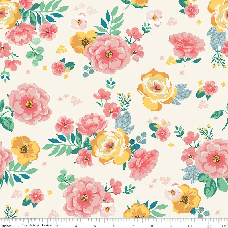 Spring Gardens Cream Main Yardage by My Mind’s Eye for Riley Blake Designs