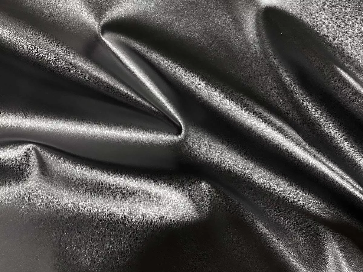 SR225-45 Dożynki Imposter - Black Lightweight StretchFaux Leather Fabric with Black Backing