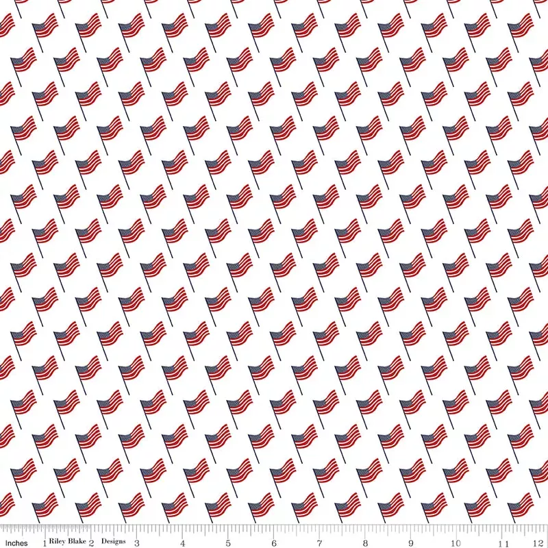 Stars and Stripes Forever White Flags Yardage by Lori Whitlock for Riley Blake Designs
