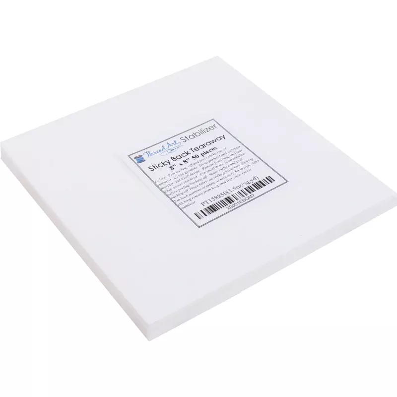 Sticky Back Tearaway Embroidery Stabilizer – 8×8 50 Precut