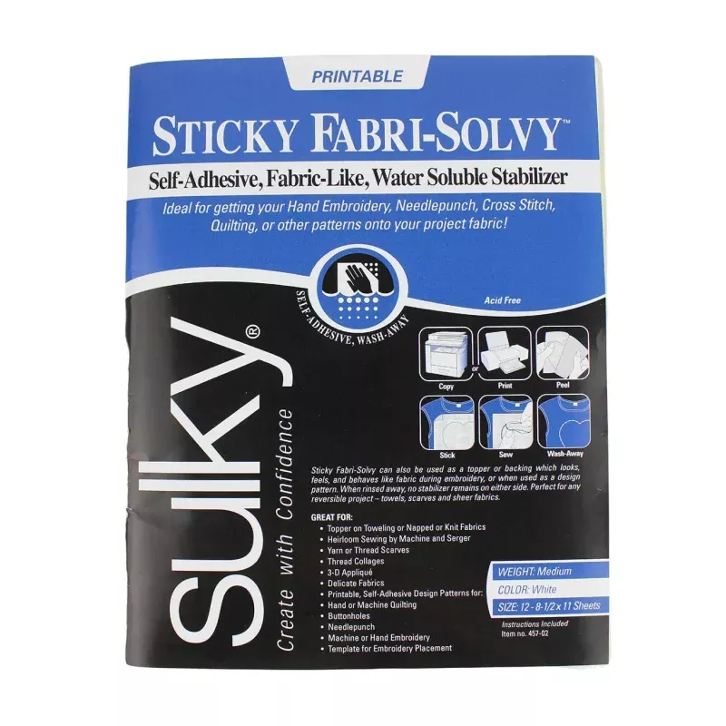 Sticky Fabri Solvy Printable Sheets 12ct8-1 /2in x 11in