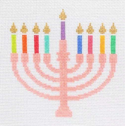 Stitch Rock Designs – Pink Menorah Ornament