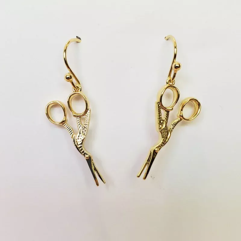 Stork Scissor Drop Earrings – Gold