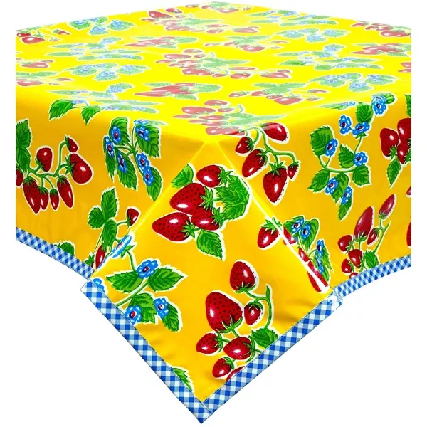 Strawberry Yellow Oilcloth Tablecloths