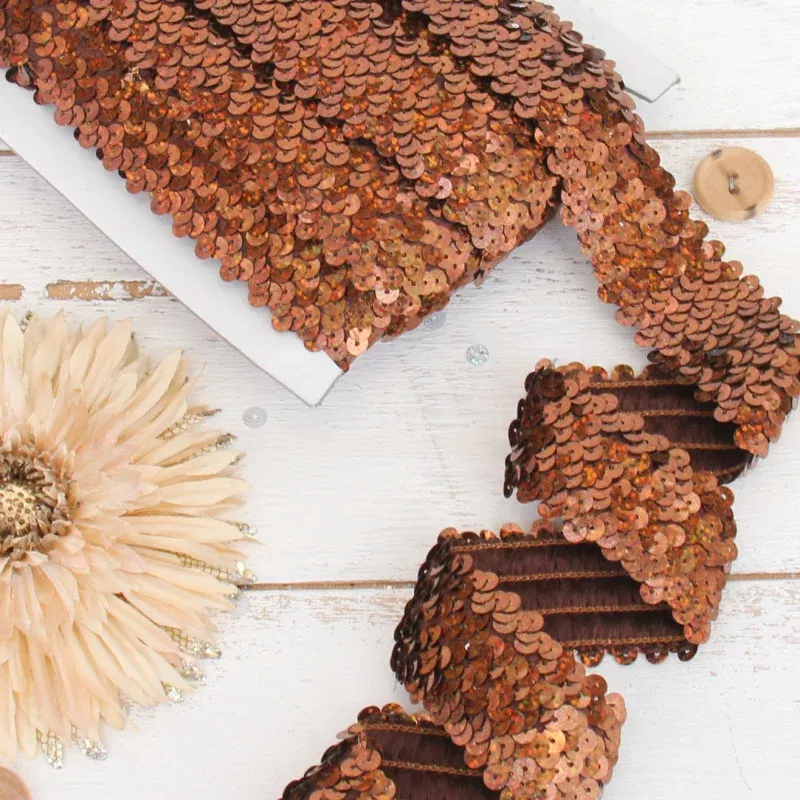 Stretch Sequin Roll – 1 1/2in – Chocolate – 10 meters (11 yards)