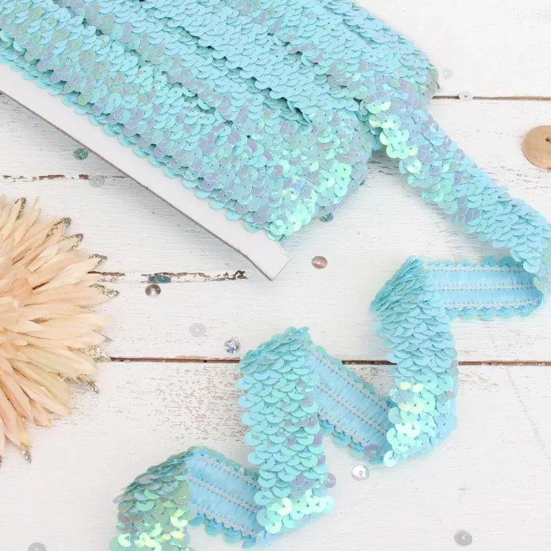 Stretch Sequin Roll – 1in – Light Blue – 10 meters (11 yards)