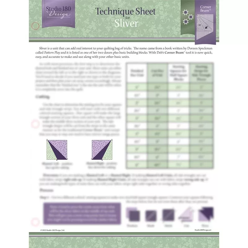 Studio 180 Design Technique Sheet for Corner Beam – Sliver (By Special Order: Read description for full details)