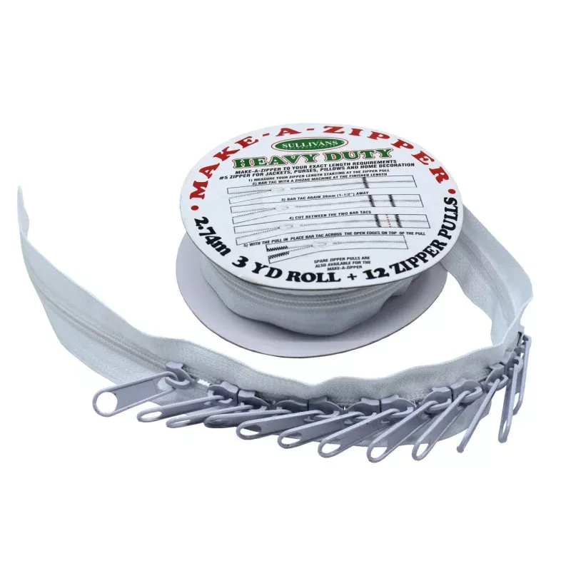Sullivans Make-A-Zipper Heavy Duty – White