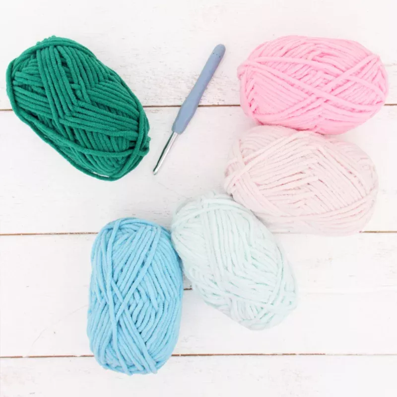 Super Soft Chenille Yarn Set – Spring Morning Colors – Pack of 5 Skeins – #5