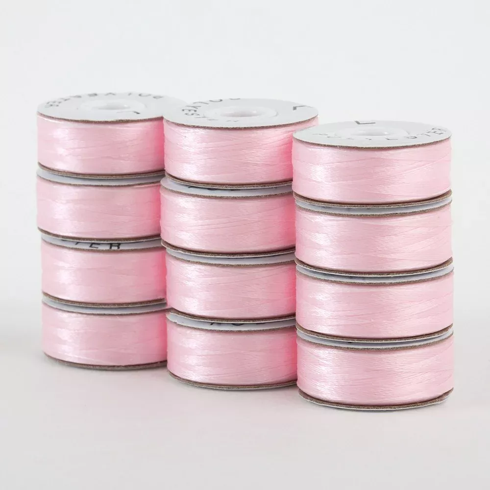 SuperBobs Polyester Bobbin 12pk L-Style Baby Pink
