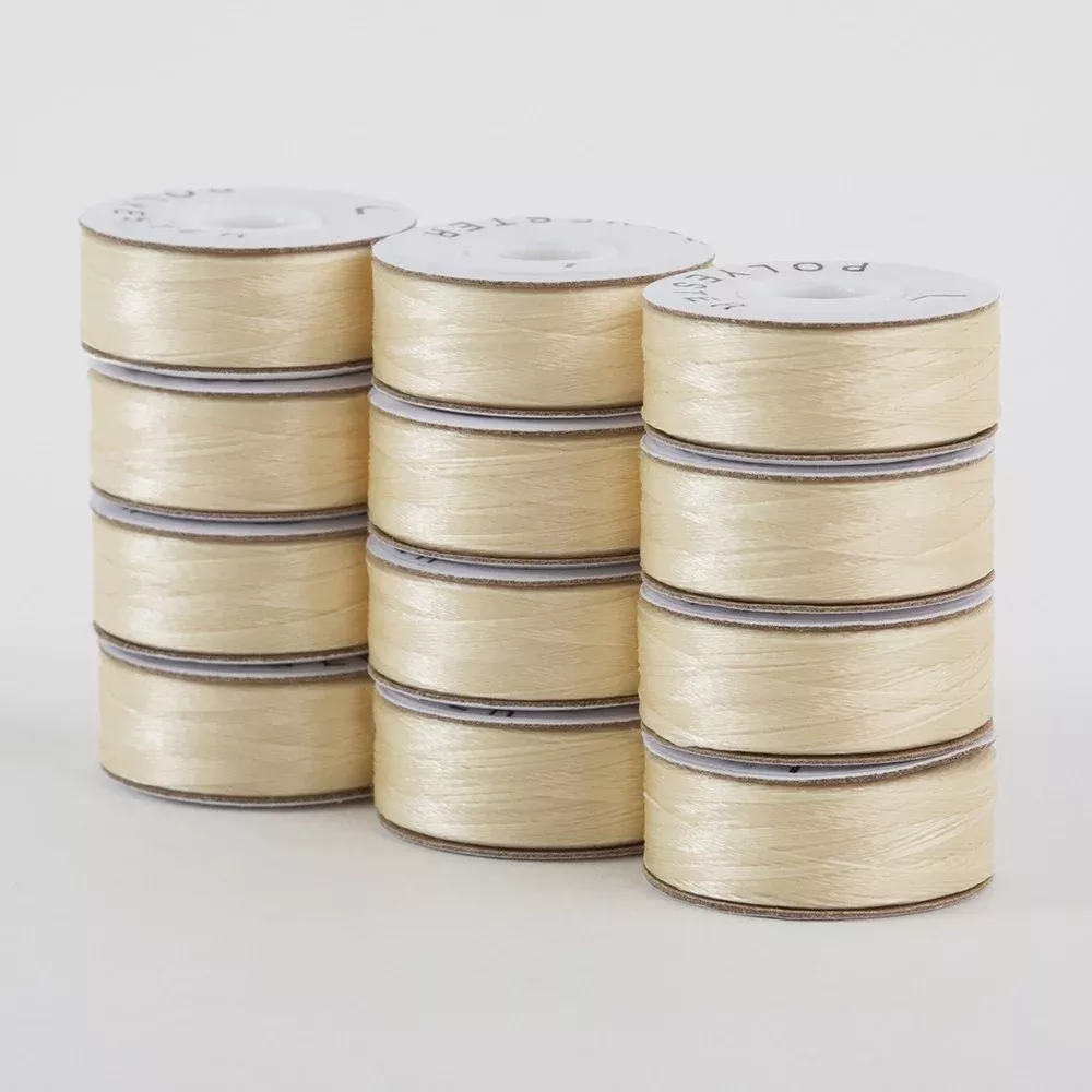 SuperBobs Polyester Bobbin 12pk L-Style Cream