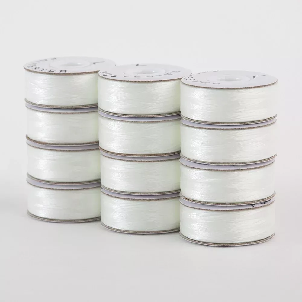 SuperBobs Polyester Bobbin 12pk L-Style Natural White