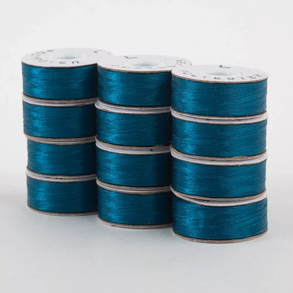 SuperBobs Polyester Bobbin 12pk L-Style Turquoise