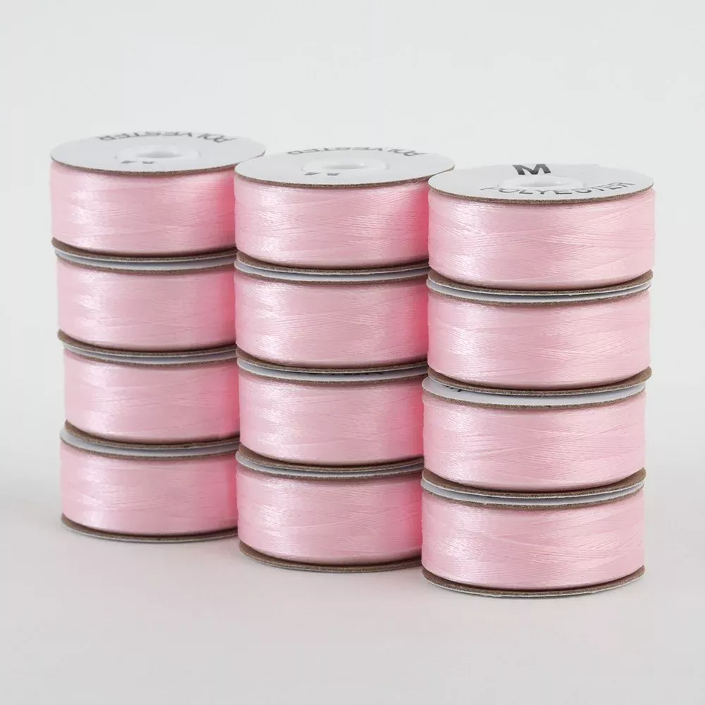 SuperBobs Polyester Bobbin 12pk M-Style Baby Pink