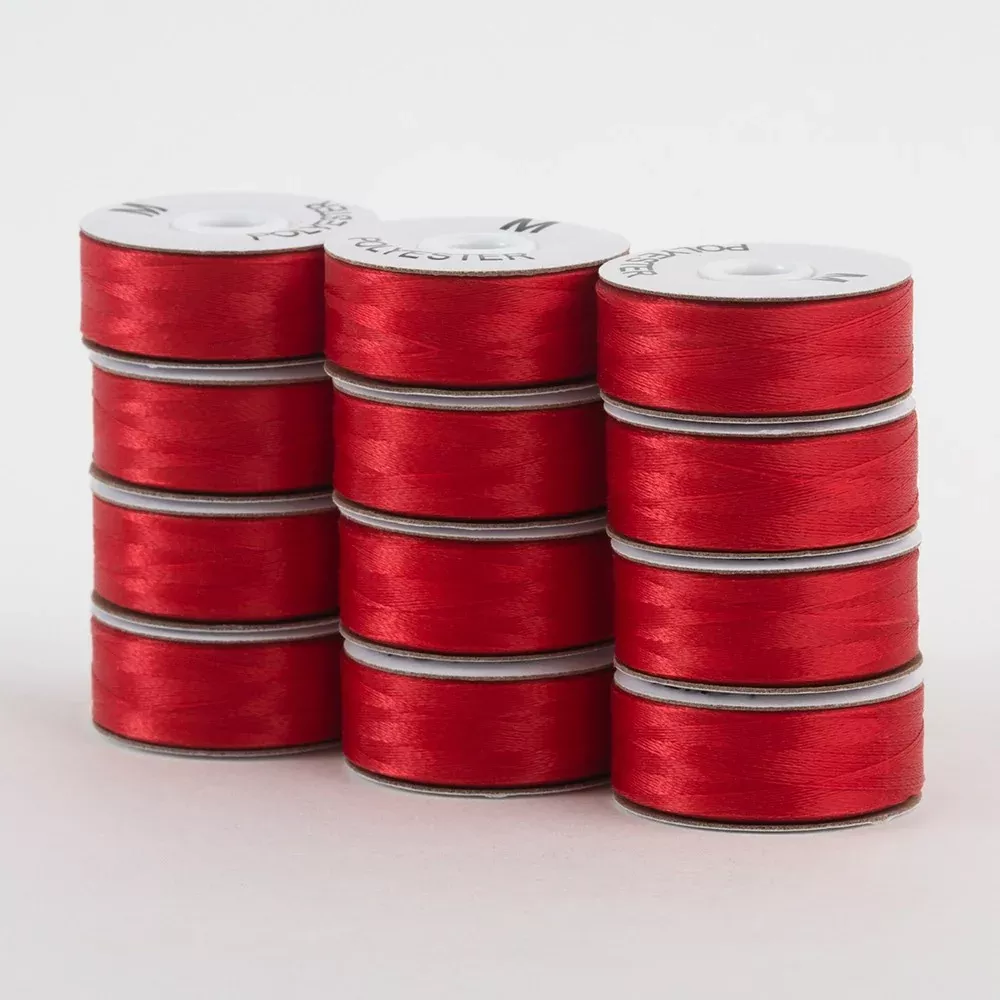 SuperBobs Polyester Bobbin 12pk M-Style Bright Red