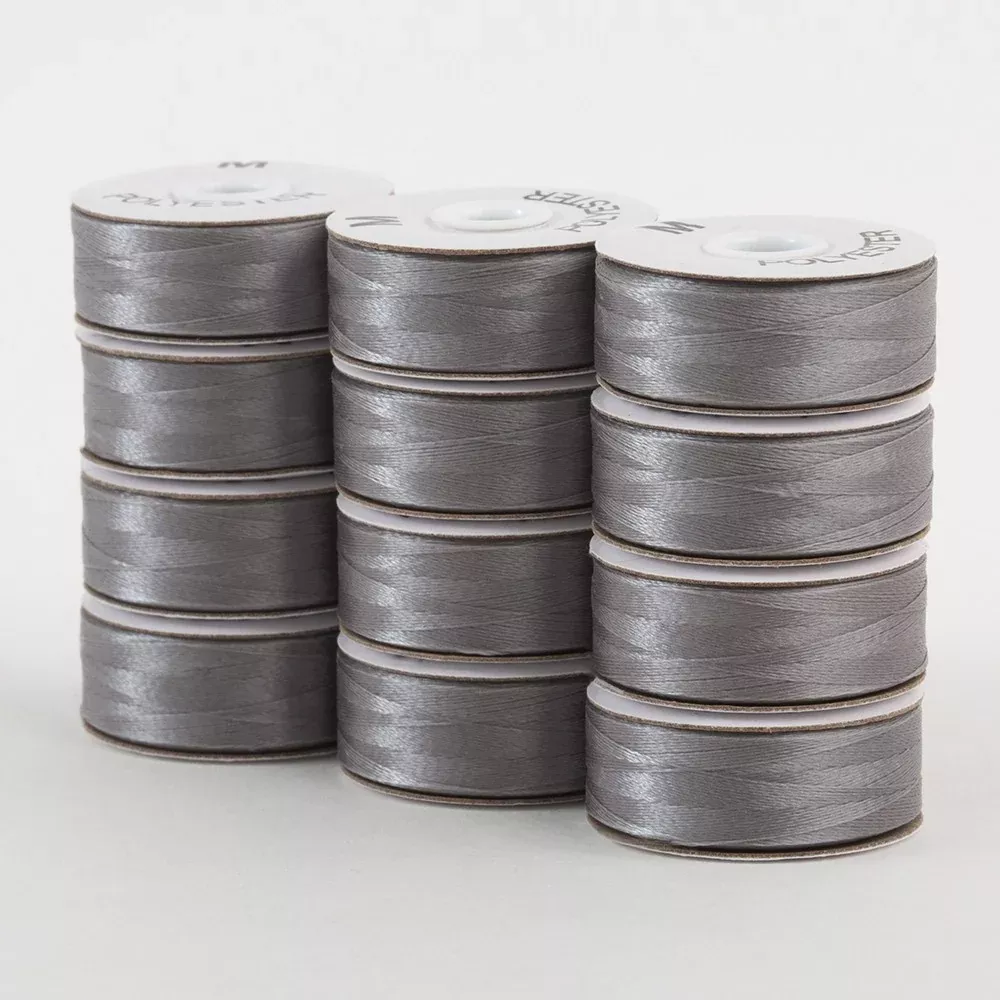 SuperBobs Polyester Bobbin 12pk M-Style Gray