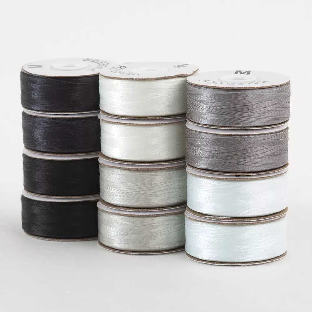 SuperBobs Polyester Bobbin 12pk M-Style Monochrome