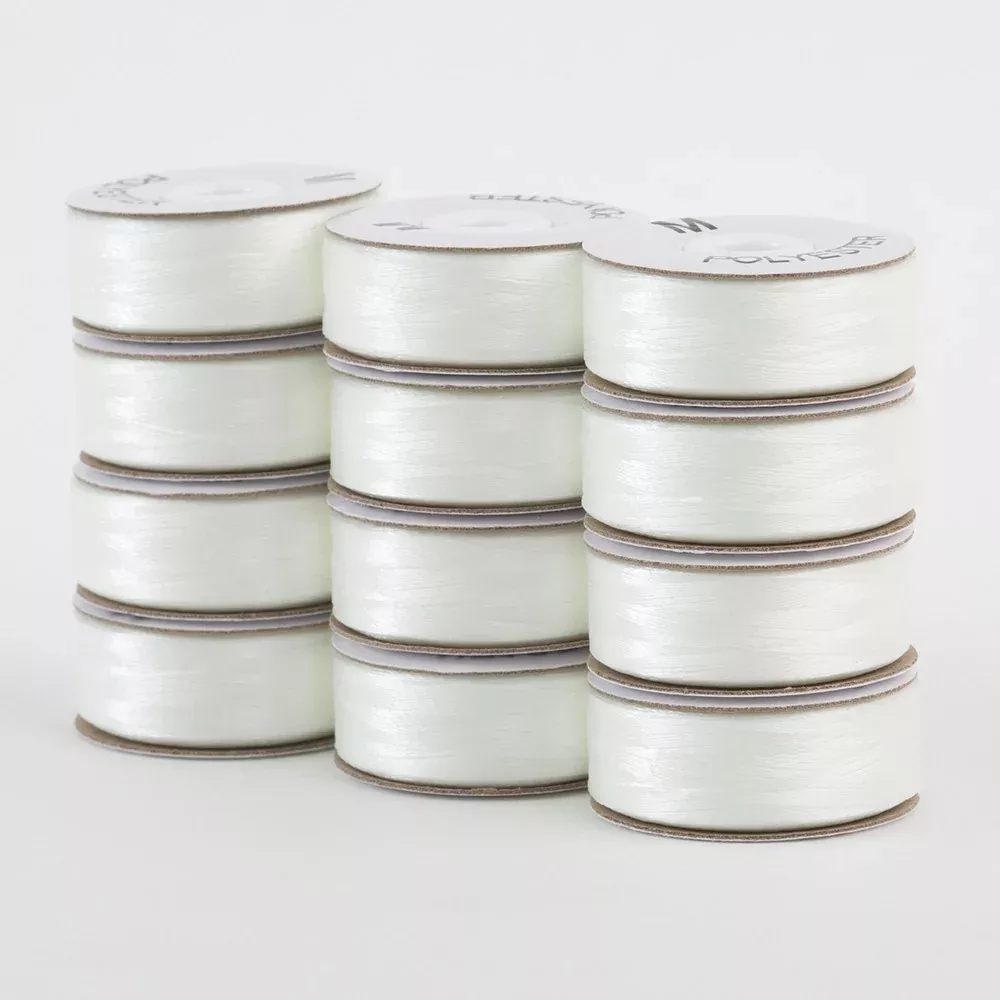 SuperBobs Polyester Bobbin 12pk M-Style Natural White