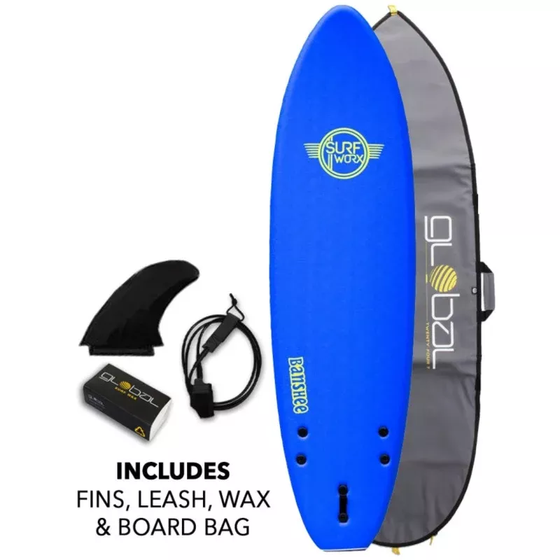 Surfworx Banshee Mini Mal soft surfboard 6ft 6 Package – Navy