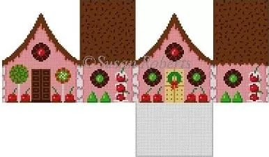 Susan Roberts Needlepoint – Chocolate Sprinkles & Cherries, 3D Gingerbread House
