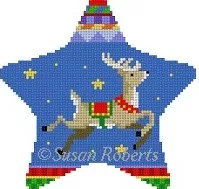 Susan Roberts Needlepoint – Flying Reindeer Star