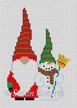 Susan Roberts Needlepoint – Gnome w/Snowman Ornament