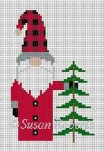 Susan Roberts Needlepoint – Gnome w/Tree Ornament