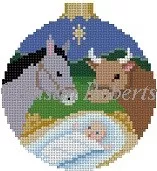 Susan Roberts Needlepoint – Jesus w/Animals 3 1/4″ Round