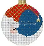 Susan Roberts Needlepoint – Moon Santa 3″ Round