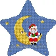 Susan Roberts Needlepoint – Santa Sitting on the Moon Star