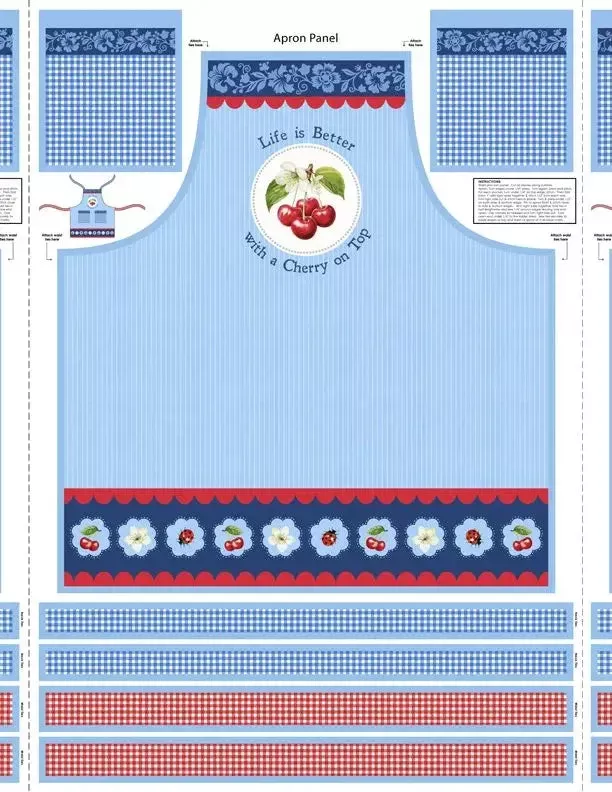 Sweet Cherry – Apron Panel Multi Cotton 44″/45″ Fabric Per Yard