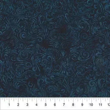 Swirls II Dark Blue Cotton Wideback Fabric per yard