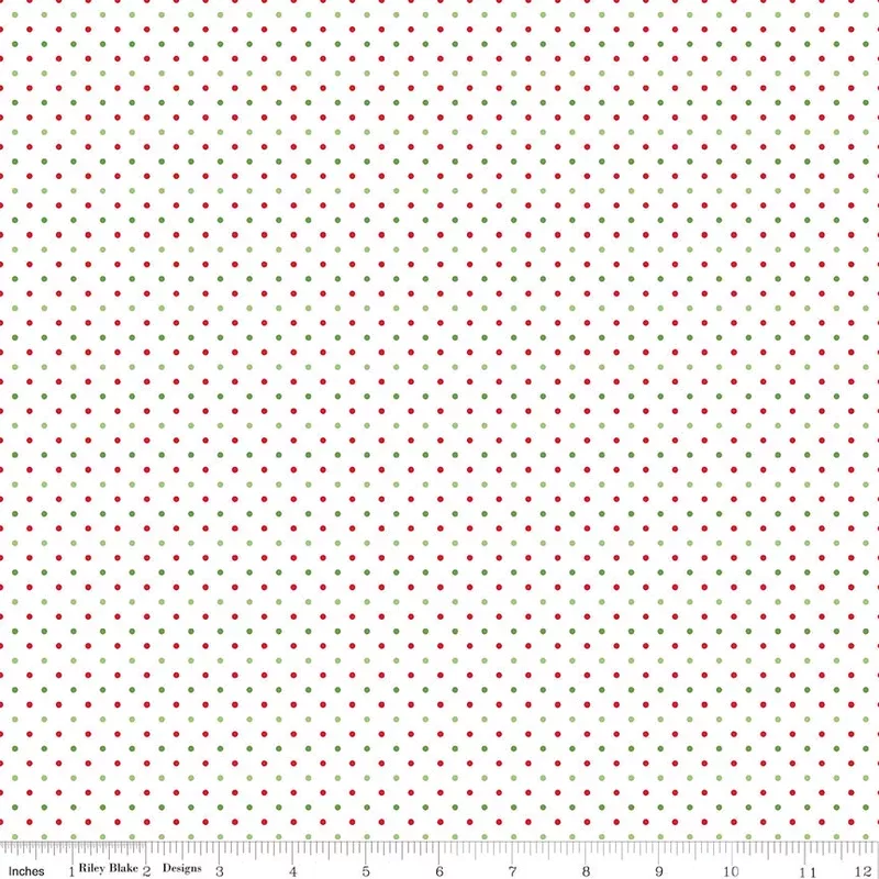 Swiss Dot Christmas on White Yardage by Riley Blake Designs