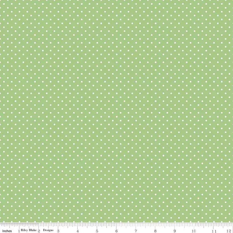 Swiss Dot White on Green Yardage by Riley Blake Designs