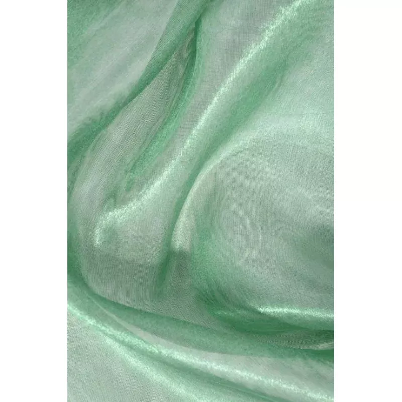 Teal Green Metallic Organza Fabric
